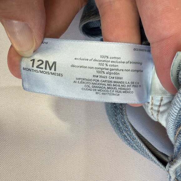 Oshkosh B'Gosh Girls 12 Months Bib Overalls Hearts Adjustable Crotch Snaps - Picture 10 of 11